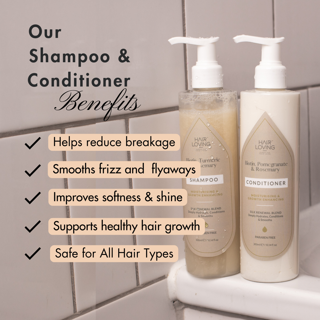 Hair Loving Silk Renewal Shampoo & Conditioner Set – Biotin, Rosemary & Argan Oil for Hair Growth and Hair Loss Support