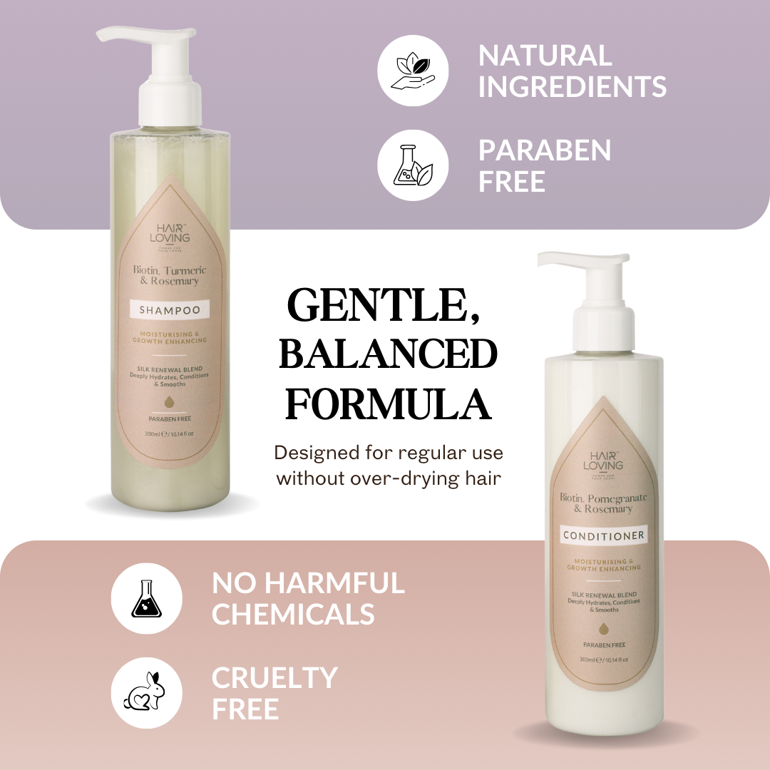 Hair Loving Silk Renewal Shampoo & Conditioner Set – Biotin, Rosemary & Argan Oil for Hair Growth and Hair Loss Support