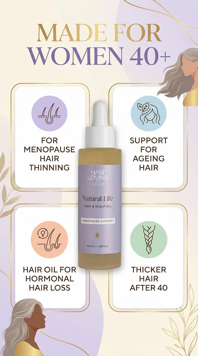 Natural Life Hair & Scalp Oil for Menopause Support | For Hair Growth with Rosemary, Geranium Rose & Lavender Blend