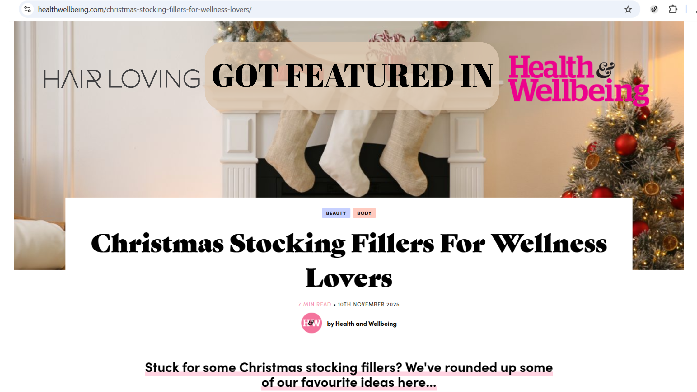 Featured in the Press again! This time in the Health and Wellbeing's Christmas stocking fillers for wellness lovers feature