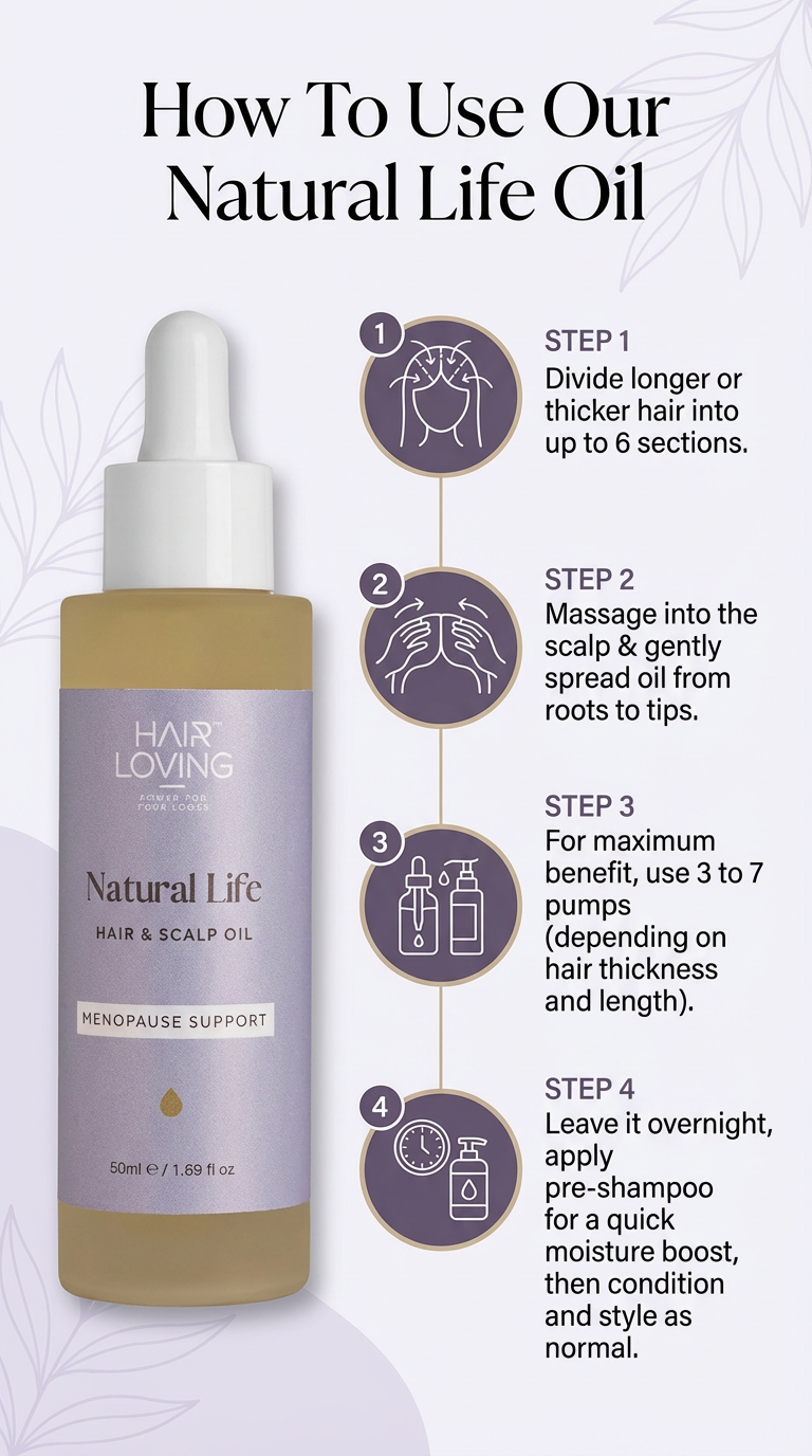 Natural Life Hair &amp; Scalp Oil for Menopause Support | For Hair Growth with Rosemary, Geranium Rose &amp; Lavender Blend
