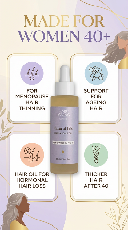 Natural Life Hair &amp; Scalp Oil for Menopause Support | For Hair Growth with Rosemary, Geranium Rose &amp; Lavender Blend